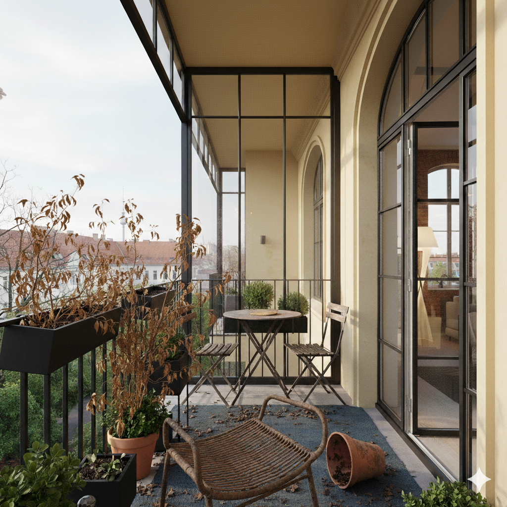 Vorher: Raucher-Balkon → Wohnraum