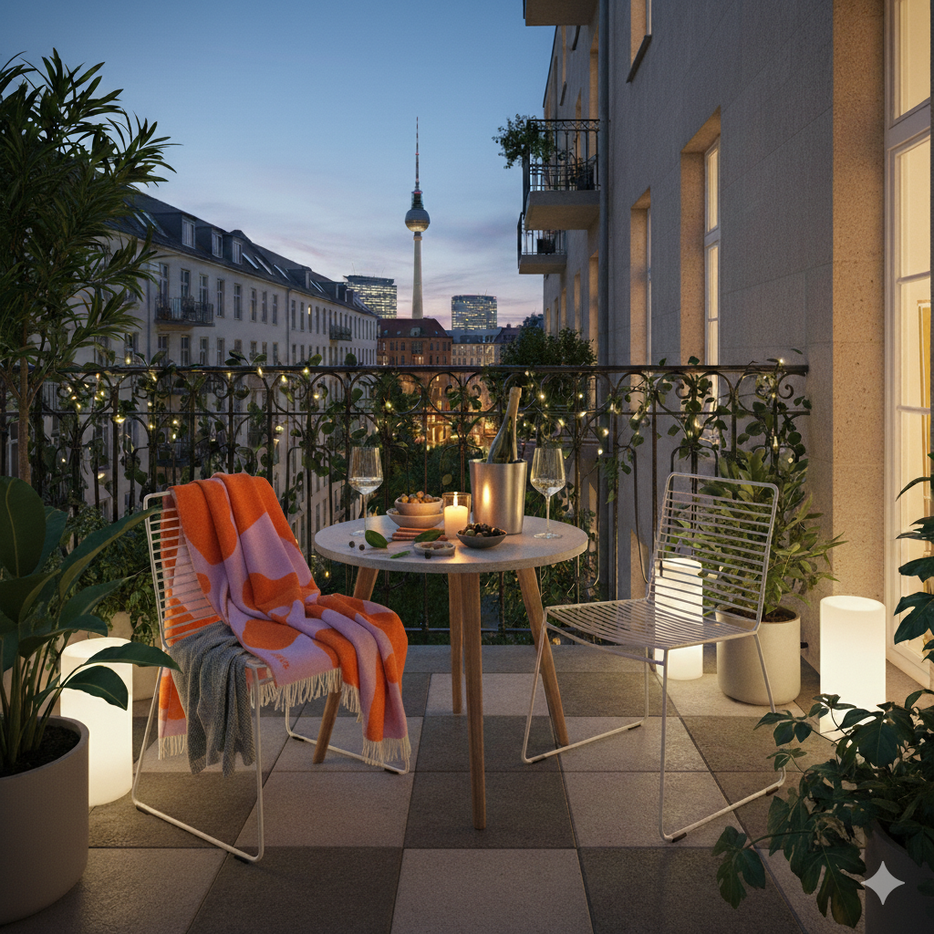 Nachher: Grauer Balkon → Dating Spot